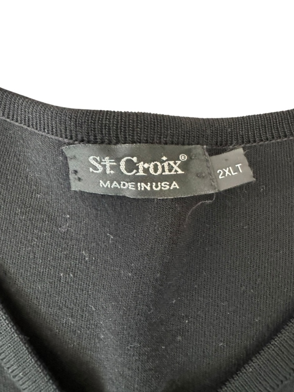 St. Croix 100% Wool Black V-Neck Sweater 2XLT Made USA Quiet Luxury Classic - Picture 3 of 8
